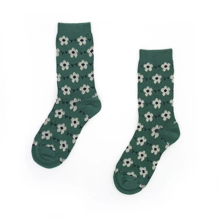 Чорно-зелені квіткові шкарпетки