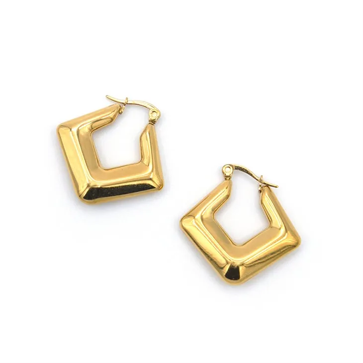 Золоті ромбоподібні сережки-кільця