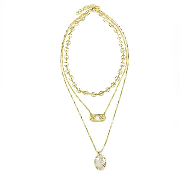 Багатошарове золоте намисто зі знаком Зодіаку